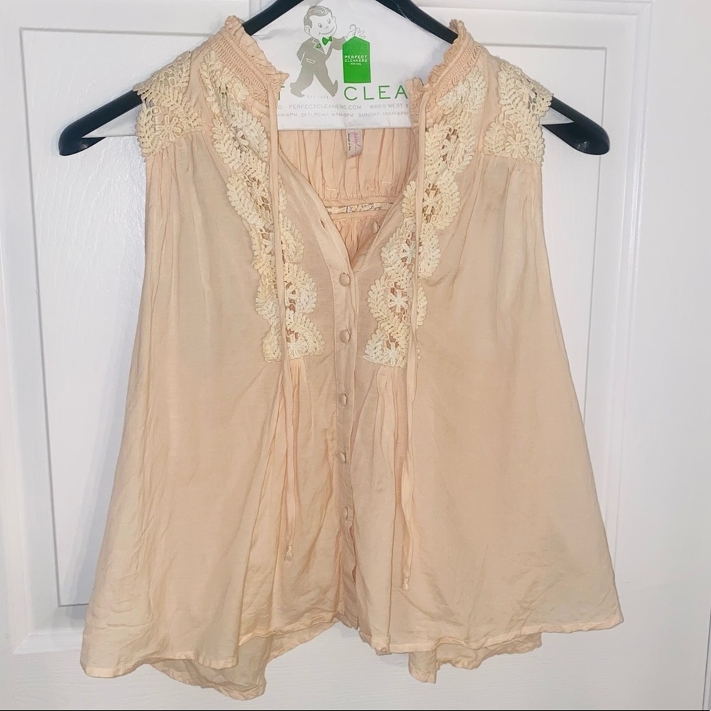 Free People Pink Embellished Blouse